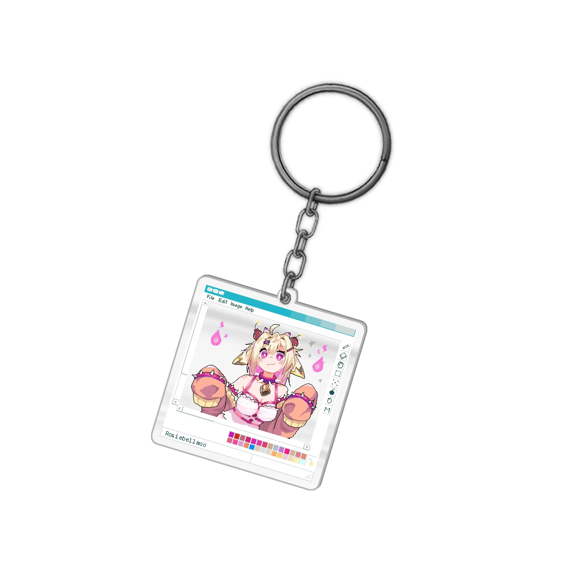 Rosiebellmoo Pixel Blaze Keychain