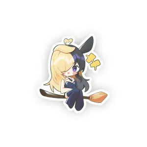 Spellydoesart Chibi Broom Ride Sticker